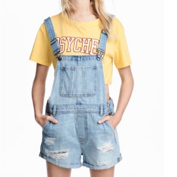 H&M blue denim overalls shorts. Size 4 - Picture 5 of 15